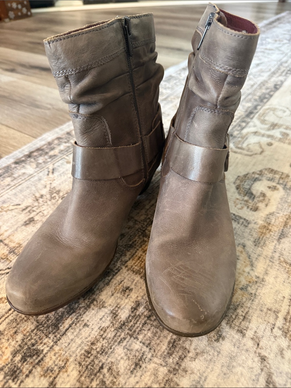 PIKOLINOS Brown Leather Mid-Calf Ankle Boots with Side Zip